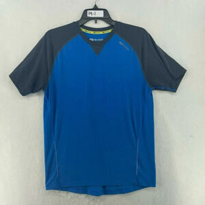 Sugoi Activewear Shirt Men's Sz S Blue Colorblock Crew V Detailed Neck Raglan